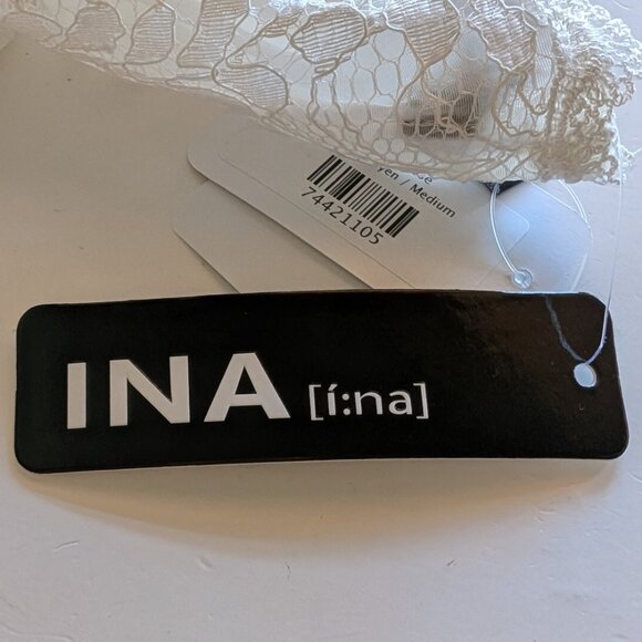 INA Anna-Rose dress Sz M white color LACE UPPER (front + back) SHEER SLEEVES NWT - Picture 10 of 16